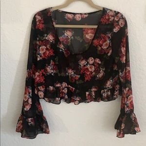 Sheer Floral Crop Top